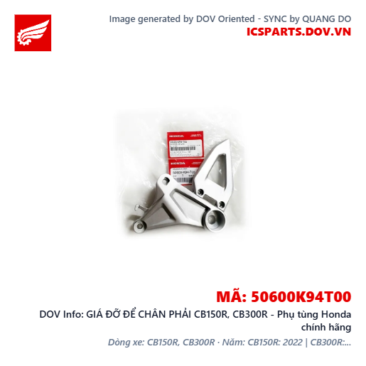 GIÁ ĐỠ ĐỂ CHÂN PHẢI CB150R, CB300R - Phụ tùng Honda chính hãng