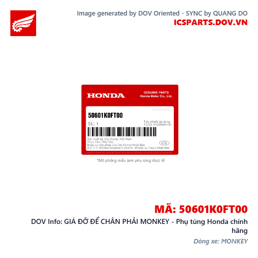 GIÁ ĐỠ ĐỂ CHÂN PHẢI MONKEY - Phụ tùng Honda chính hãng