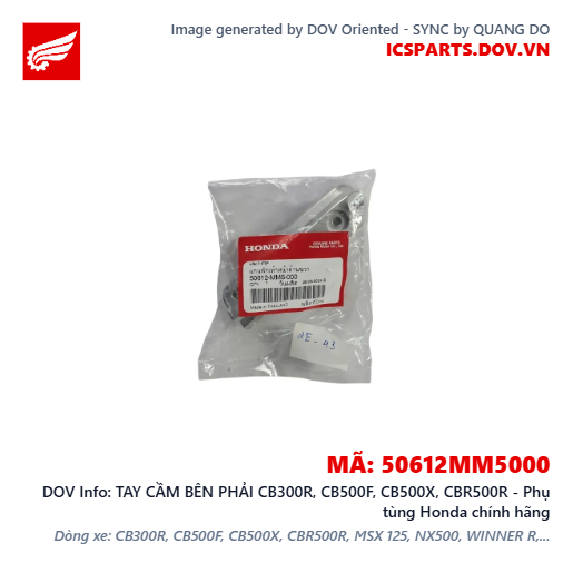 TAY CẦM BÊN PHẢI CB300R, CB500F, CB500X, CBR500R - Phụ tùng Honda chính hãng