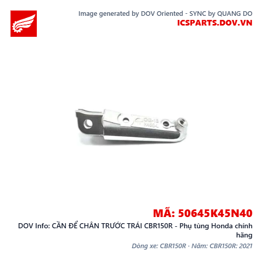 CẦN ĐỂ CHÂN TRƯỚC TRÁI CBR150R - Phụ tùng Honda chính hãng