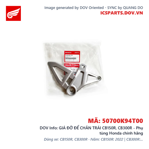 GIÁ ĐỠ ĐỂ CHÂN TRÁI CB150R, CB300R - Phụ tùng Honda chính hãng