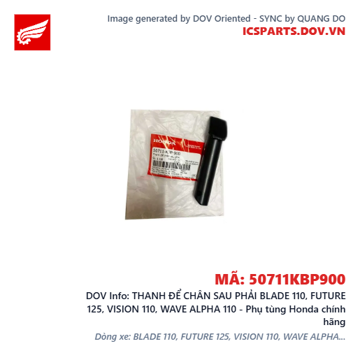 THANH ĐỂ CHÂN SAU PHẢI BLADE 110, FUTURE 125, VISION 110, WAVE ALPHA 110 - Phụ tùng Honda chính hãng