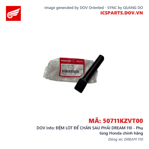 ĐỆM LÓT ĐỂ CHÂN SAU PHẢI DREAM 110 - Phụ tùng Honda chính hãng
