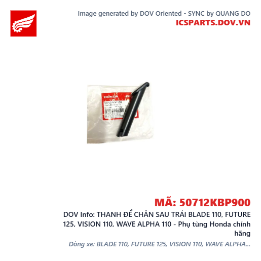THANH ĐỂ CHÂN SAU TRÁI BLADE 110, FUTURE 125, VISION 110, WAVE ALPHA 110 - Phụ tùng Honda chính hãng