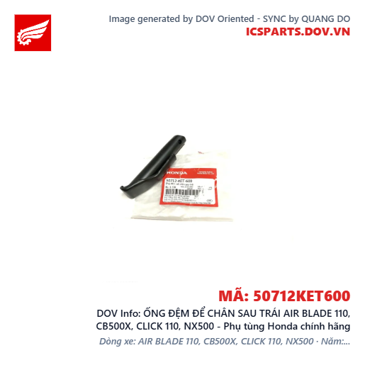 ỐNG ĐỆM ĐỂ CHÂN SAU TRÁI AIR BLADE 110, CB500X, CLICK 110, NX500 - Phụ tùng Honda chính hãng