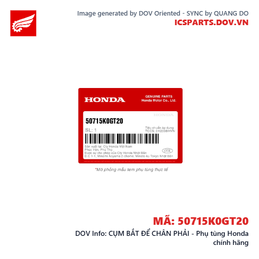 CỤM BẮT ĐỂ CHÂN PHẢI - Phụ tùng Honda chính hãng