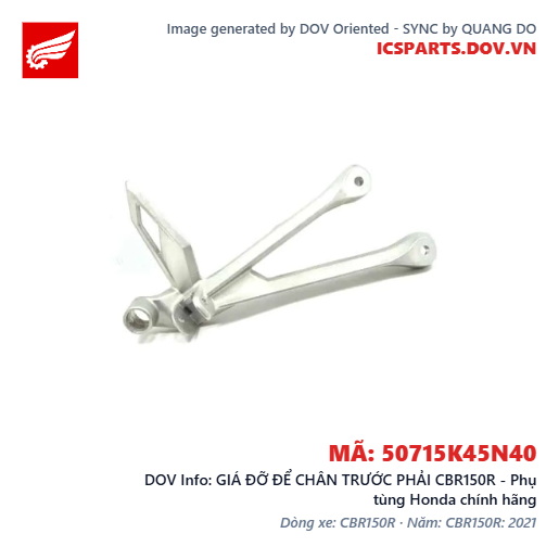 GIÁ ĐỠ ĐỂ CHÂN TRƯỚC PHẢI CBR150R - Phụ tùng Honda chính hãng