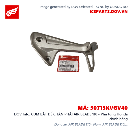 CỤM BẮT ĐỂ CHÂN PHẢI AIR BLADE 110 - Phụ tùng Honda chính hãng