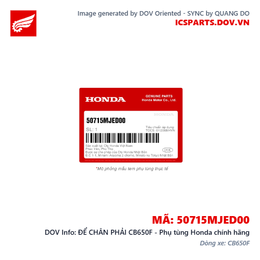 ĐỂ CHÂN PHẢI CB650F - Phụ tùng Honda chính hãng