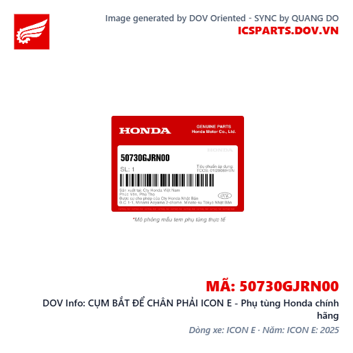 CỤM BẮT ĐỂ CHÂN PHẢI ICON E - Phụ tùng Honda chính hãng