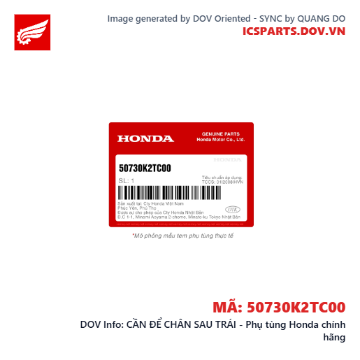 CẦN ĐỂ CHÂN SAU TRÁI - Phụ tùng Honda chính hãng