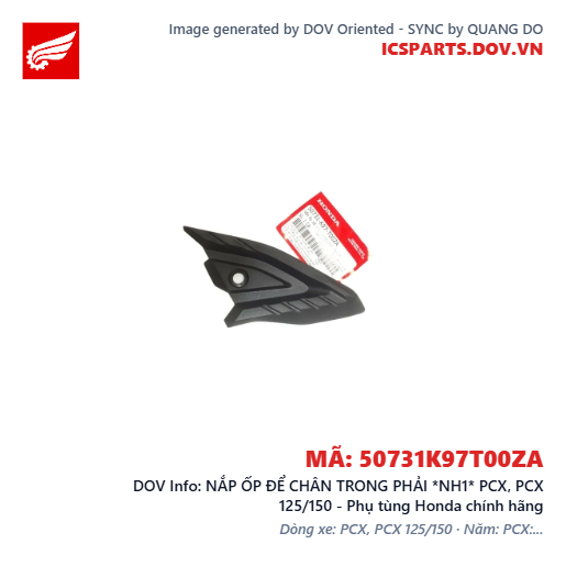 NẮP ỐP ĐỂ CHÂN TRONG PHẢI *NH1* PCX, PCX 125/150 - Phụ tùng Honda chính hãng