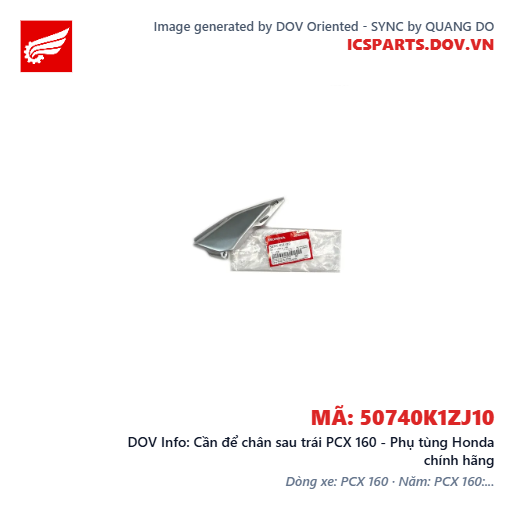 Cần để chân sau trái PCX 160 - Phụ tùng Honda chính hãng