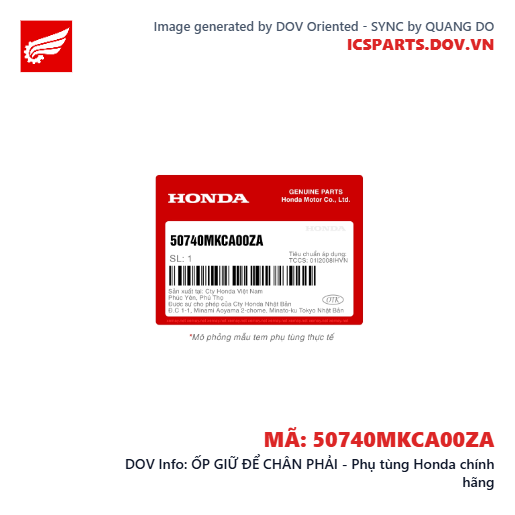 ỐP GIỮ ĐỂ CHÂN PHẢI - Phụ tùng Honda chính hãng