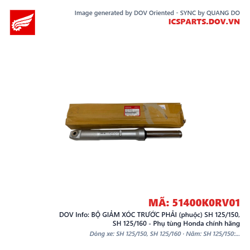 BỘ GIẢM XÓC TRƯỚC PHẢI (phuộc) SH 125/150, SH 125/160 - Phụ tùng Honda chính hãng