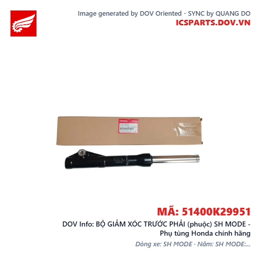 BỘ GIẢM XÓC TRƯỚC PHẢI (phuộc) SH MODE - Phụ tùng Honda chính hãng