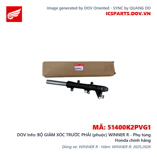 BỘ GIẢM XÓC TRƯỚC PHẢI (phuộc) WINNER R - Phụ tùng Honda chính hãng