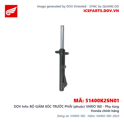 BỘ GIẢM XÓC TRƯỚC PHẢI (phuộc) VARIO 160 - Phụ tùng Honda chính hãng