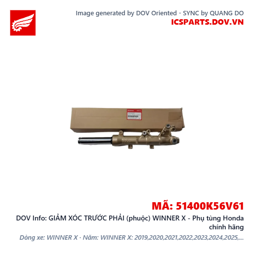 GIẢM XÓC TRƯỚC PHẢI (phuộc) WINNER X - Phụ tùng Honda chính hãng