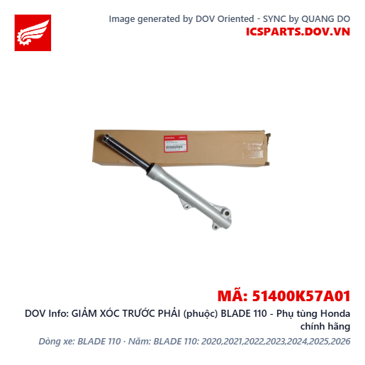 GIẢM XÓC TRƯỚC PHẢI (phuộc) BLADE 110 - Phụ tùng Honda chính hãng