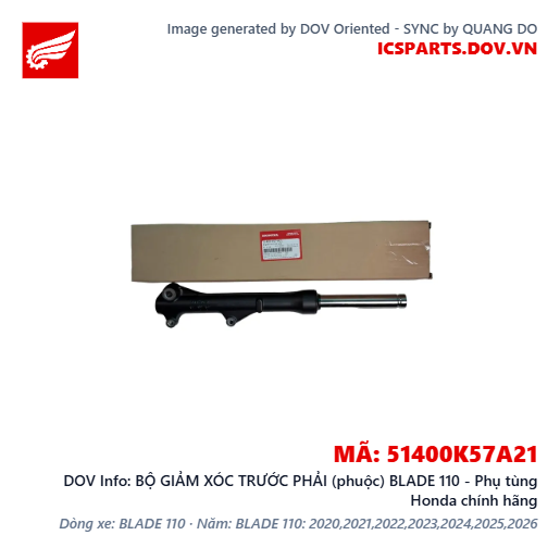 BỘ GIẢM XÓC TRƯỚC PHẢI (phuộc) BLADE 110 - Phụ tùng Honda chính hãng