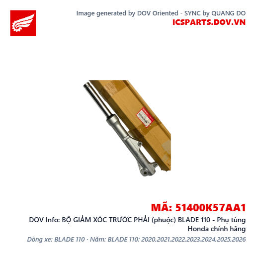BỘ GIẢM XÓC TRƯỚC PHẢI (phuộc) BLADE 110 - Phụ tùng Honda chính hãng