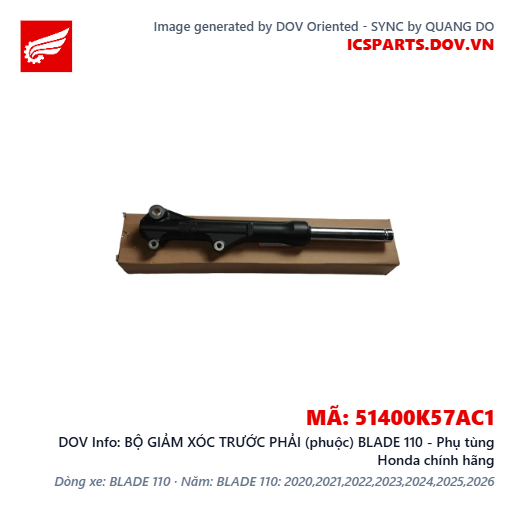 BỘ GIẢM XÓC TRƯỚC PHẢI (phuộc) BLADE 110 - Phụ tùng Honda chính hãng