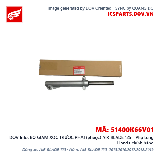 BỘ GIẢM XÓC TRƯỚC PHẢI (phuộc) AIR BLADE 125 - Phụ tùng Honda chính hãng