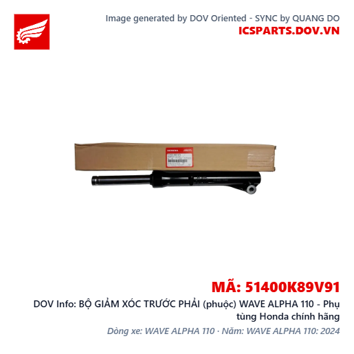 BỘ GIẢM XÓC TRƯỚC PHẢI (phuộc) WAVE ALPHA 110 - Phụ tùng Honda chính hãng