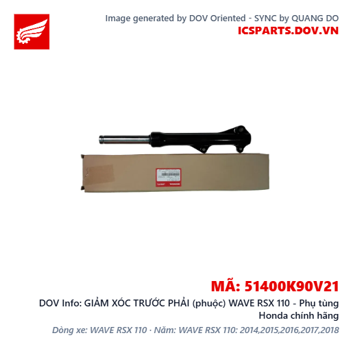 GIẢM XÓC TRƯỚC PHẢI (phuộc) WAVE RSX 110 - Phụ tùng Honda chính hãng