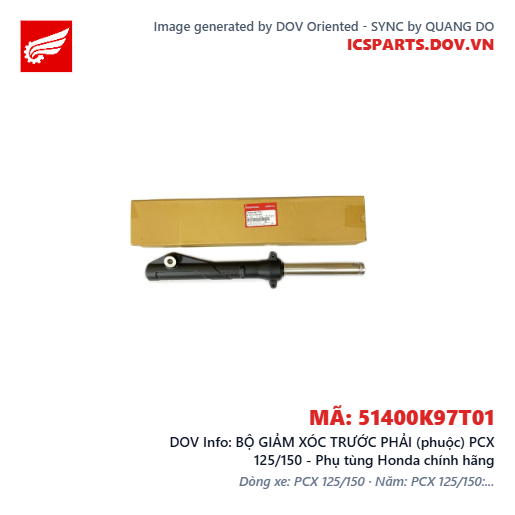 BỘ GIẢM XÓC TRƯỚC PHẢI (phuộc) PCX 125/150 - Phụ tùng Honda chính hãng