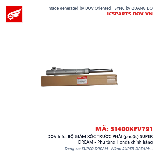 BỘ GIẢM XÓC TRƯỚC PHẢI (phuộc) SUPER DREAM - Phụ tùng Honda chính hãng