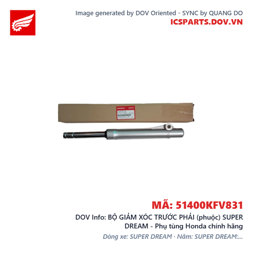 BỘ GIẢM XÓC TRƯỚC PHẢI (phuộc) SUPER DREAM - Phụ tùng Honda chính hãng