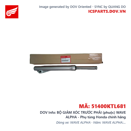 BỘ GIẢM XÓC TRƯỚC PHẢI (phuộc) WAVE ALPHA - Phụ tùng Honda chính hãng