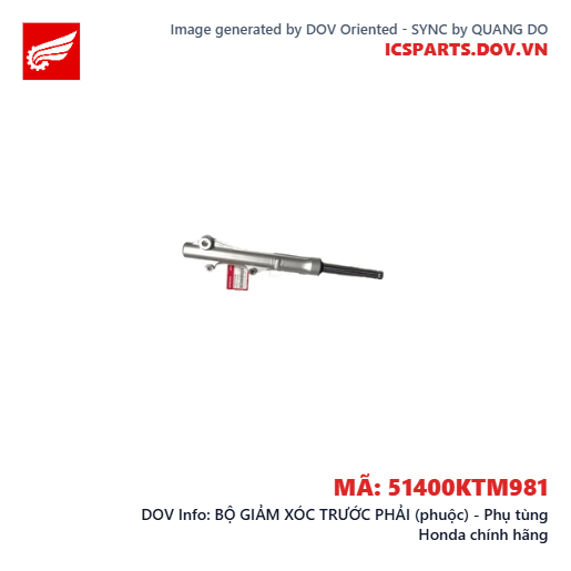 BỘ GIẢM XÓC TRƯỚC PHẢI (phuộc) - Phụ tùng Honda chính hãng