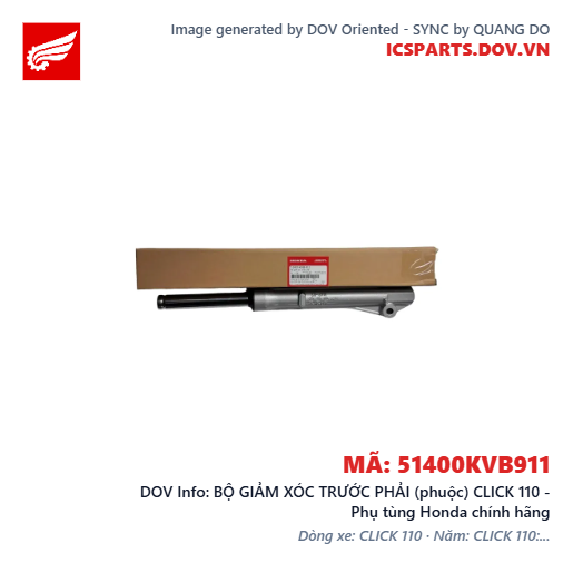 BỘ GIẢM XÓC TRƯỚC PHẢI (phuộc) CLICK 110 - Phụ tùng Honda chính hãng