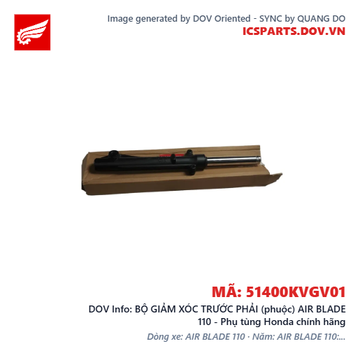 BỘ GIẢM XÓC TRƯỚC PHẢI (phuộc) AIR BLADE 110 - Phụ tùng Honda chính hãng