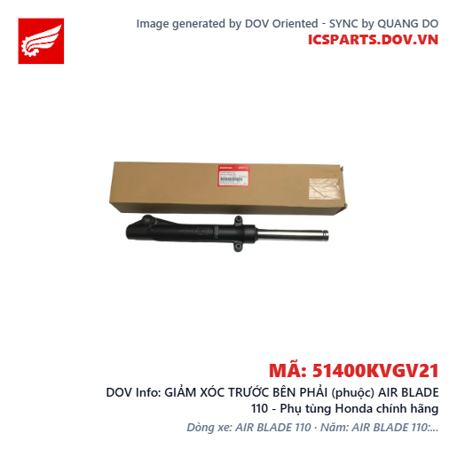GIẢM XÓC TRƯỚC BÊN PHẢI (phuộc) AIR BLADE 110 - Phụ tùng Honda chính hãng