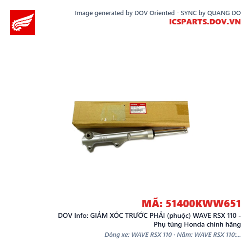 GIẢM XÓC TRƯỚC PHẢI (phuộc) WAVE RSX 110 - Phụ tùng Honda chính hãng