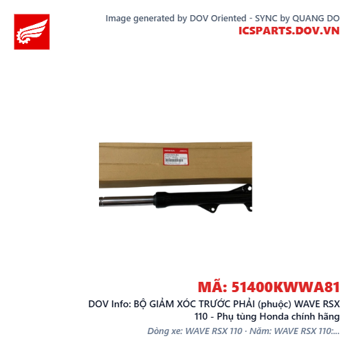 BỘ GIẢM XÓC TRƯỚC PHẢI (phuộc) WAVE RSX 110 - Phụ tùng Honda chính hãng