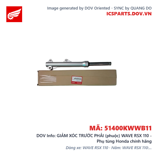 GIẢM XÓC TRƯỚC PHẢI (phuộc) WAVE RSX 110 - Phụ tùng Honda chính hãng