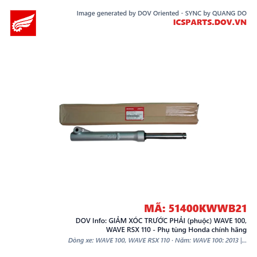 GIẢM XÓC TRƯỚC PHẢI (phuộc) WAVE 100, WAVE RSX 110 - Phụ tùng Honda chính hãng