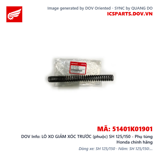 LÒ XO GIẢM XÓC TRƯỚC (phuộc) SH 125/150 - Phụ tùng Honda chính hãng