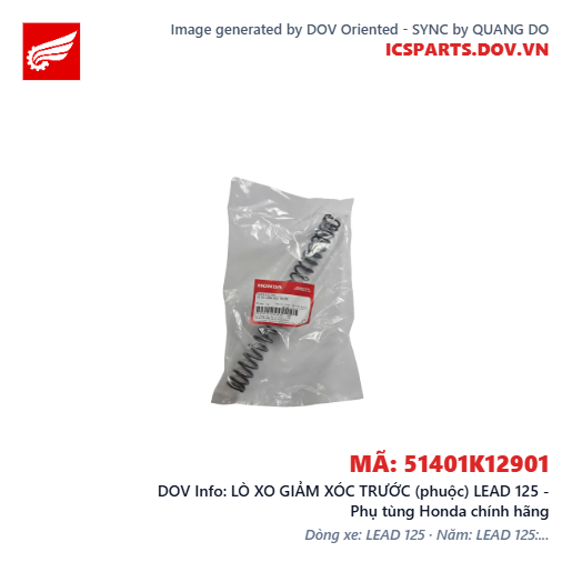 LÒ XO GIẢM XÓC TRƯỚC (phuộc) LEAD 125 - Phụ tùng Honda chính hãng