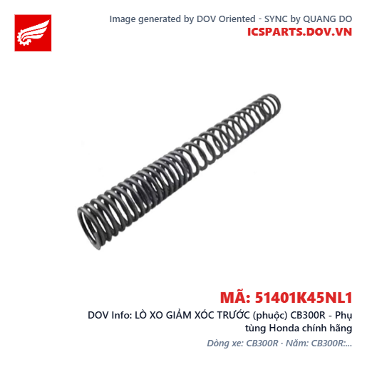 LÒ XO GIẢM XÓC TRƯỚC (phuộc) CB300R - Phụ tùng Honda chính hãng