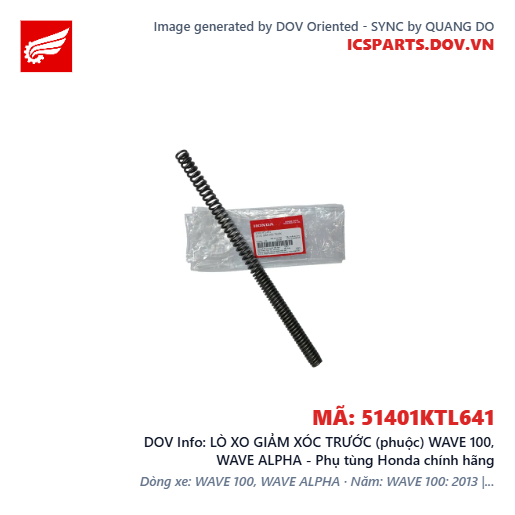 LÒ XO GIẢM XÓC TRƯỚC (phuộc) WAVE 100, WAVE ALPHA - Phụ tùng Honda chính hãng