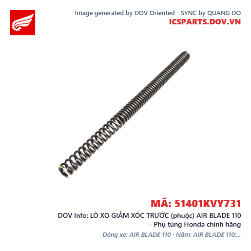 LÒ XO GIẢM XÓC TRƯỚC (phuộc) AIR BLADE 110 - Phụ tùng Honda chính hãng