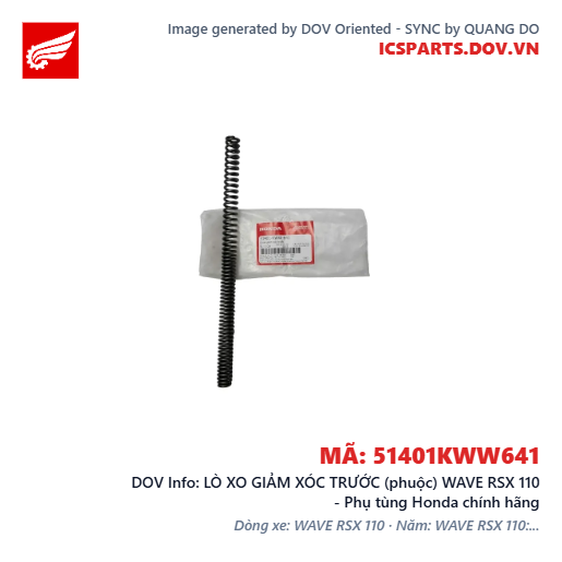 LÒ XO GIẢM XÓC TRƯỚC (phuộc) WAVE RSX 110 - Phụ tùng Honda chính hãng