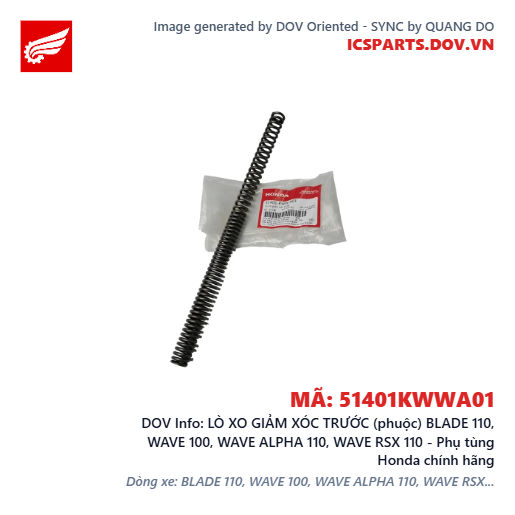 LÒ XO GIẢM XÓC TRƯỚC (phuộc) BLADE 110, WAVE 100, WAVE ALPHA 110, WAVE RSX 110 - Phụ tùng Honda chính hãng