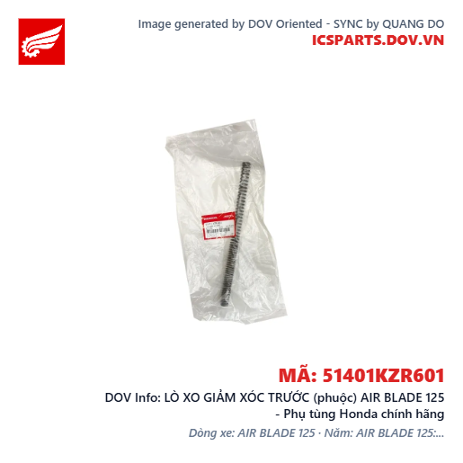 LÒ XO GIẢM XÓC TRƯỚC (phuộc) AIR BLADE 125 - Phụ tùng Honda chính hãng